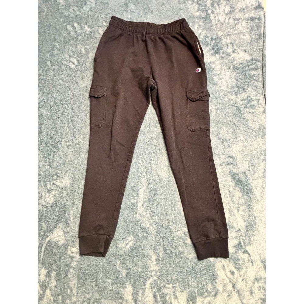 Champion Mens Cargo Jogger Sweatpants Black Medium P59387 Fleece Pockets